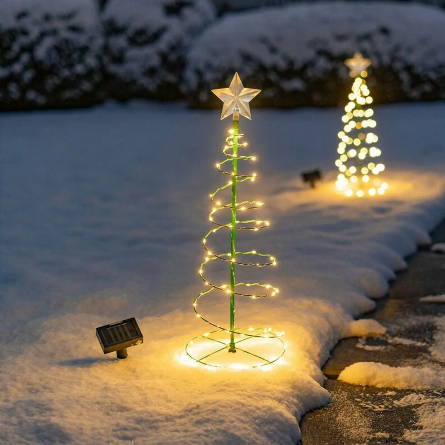 Árbol de Navidad LED: Diseño en Espiral con Energía Solar para Decoración de Jardín