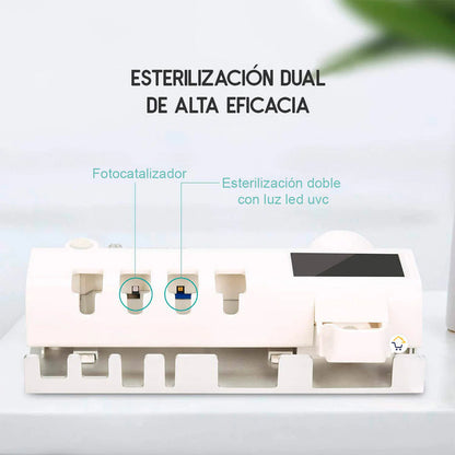 Dispensador Crema Dental y Esterilizador UV: Soporte para Cepillos de Dientes