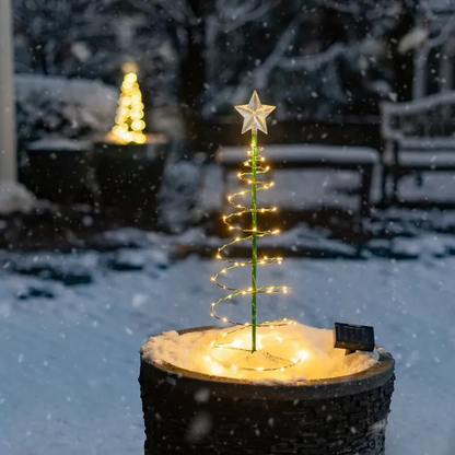 Árbol de Navidad LED: Diseño en Espiral con Energía Solar para Decoración de Jardín