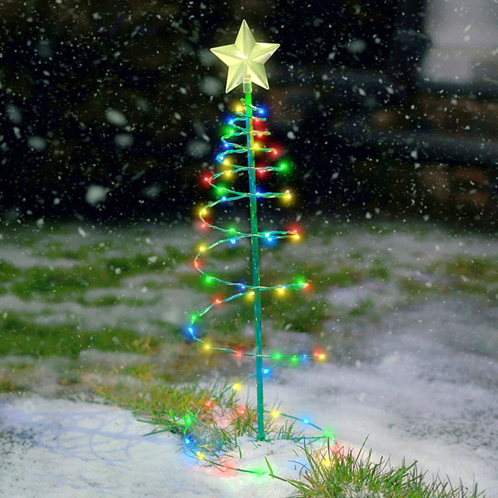 Árbol de Navidad LED: Diseño en Espiral con Energía Solar para Decoración de Jardín