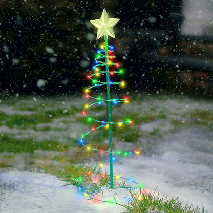 Árbol de Navidad LED: Diseño en Espiral con Energía Solar para Decoración de Jardín