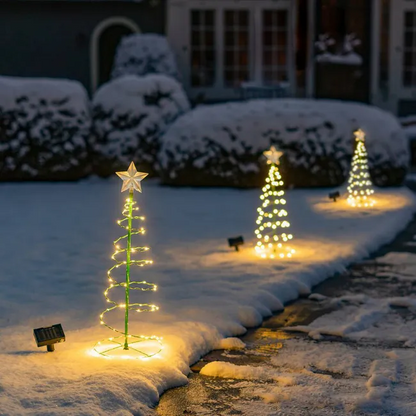 Árbol de Navidad LED: Diseño en Espiral con Energía Solar para Decoración de Jardín